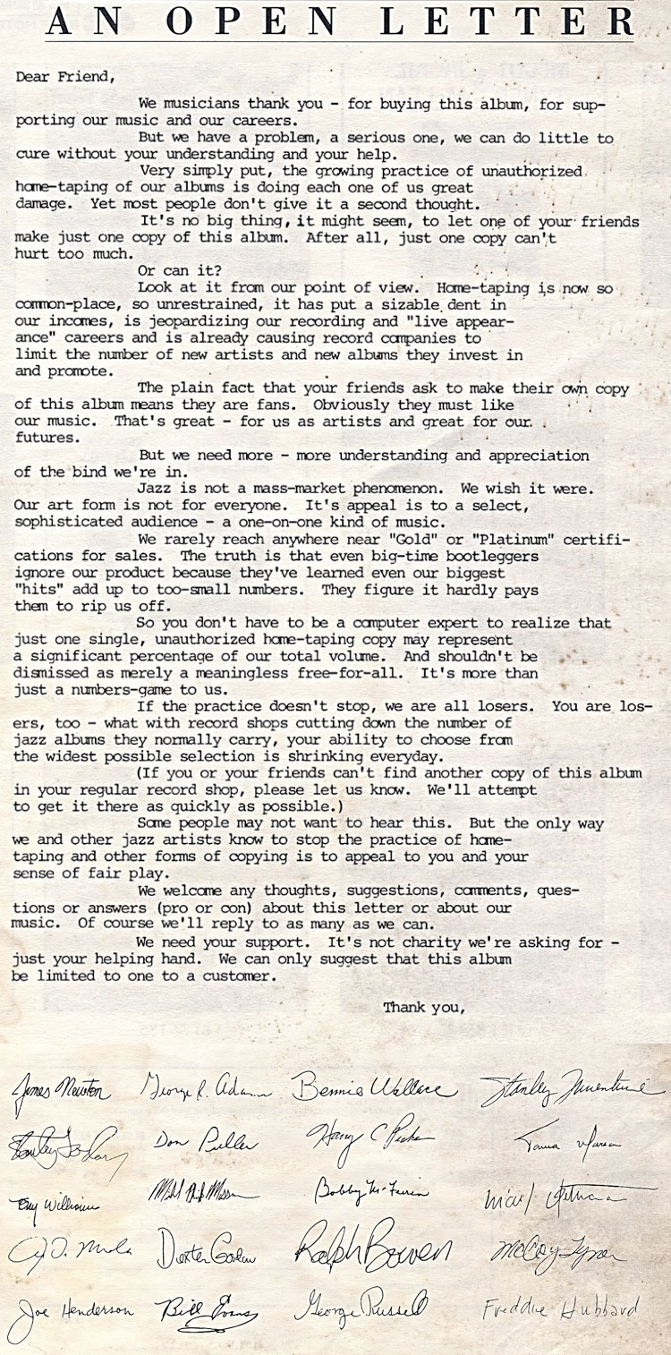 Jazz Musician's Letters To Fans
